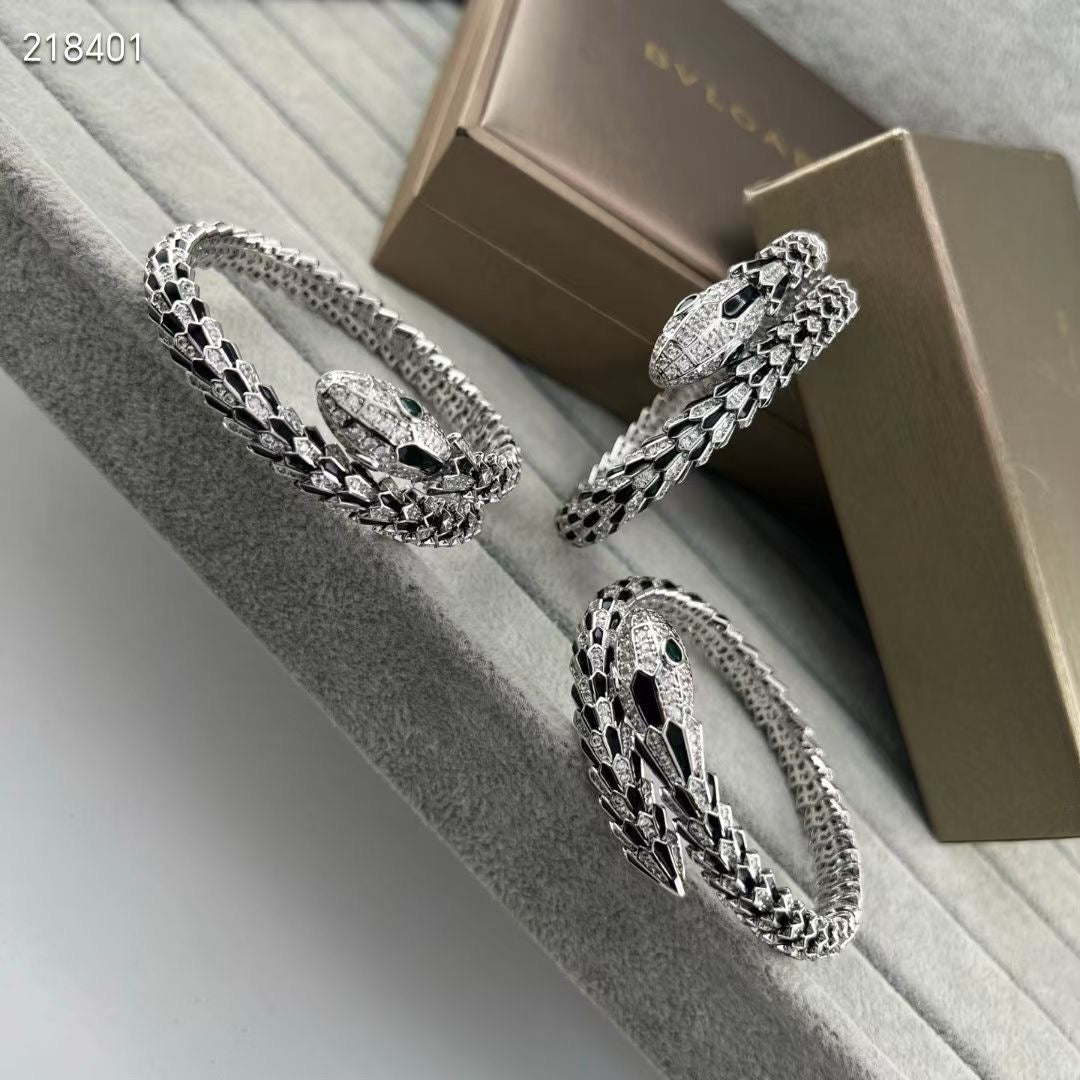 [Dream】NEW OBSIDIAN & DIAMOND SERPENT BRACELET