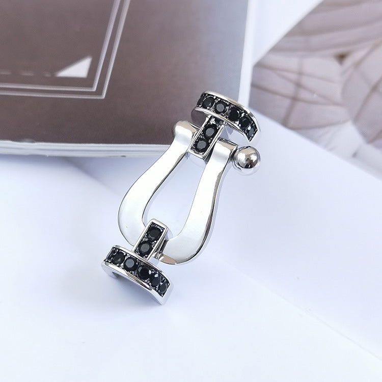 Armband "Dream"FORCE LARGE HORSESHOE aus Sterlingsilber mit schwarzen Diamanten