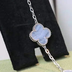 [Dream]New  CLOVER 5 MOTIF PURPLE CHALCEDONY BRACELET COLLECTION