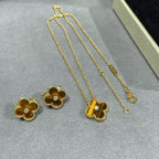 ¡®Dream¡¯CLOVER 15MM DIAMOND AND YELLOW TIGER'S EYE AGATE necklace