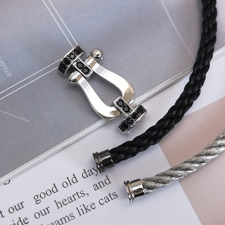 Armband "Dream"FORCE LARGE HORSESHOE aus Sterlingsilber mit schwarzen Diamanten