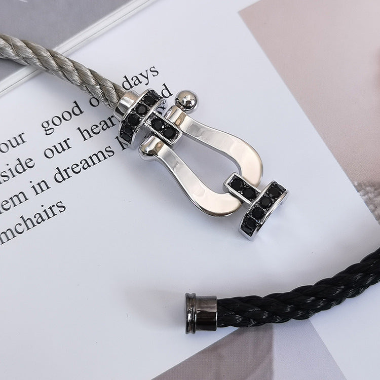 Armband "Dream"FORCE LARGE HORSESHOE aus Sterlingsilber mit schwarzen Diamanten