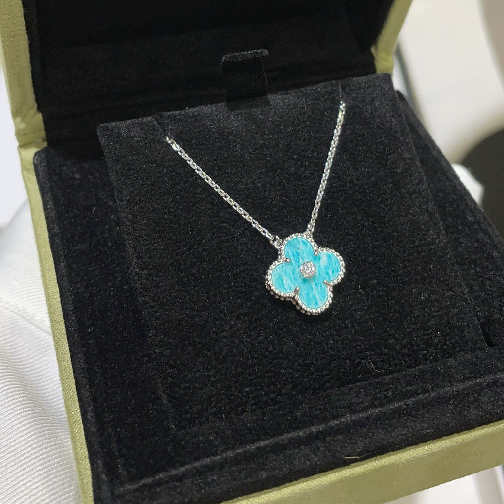 ¡®Dream¡¯CLOVER 15MM DIAMOND SVRES PORCELAIN  NECKLACE SILVER