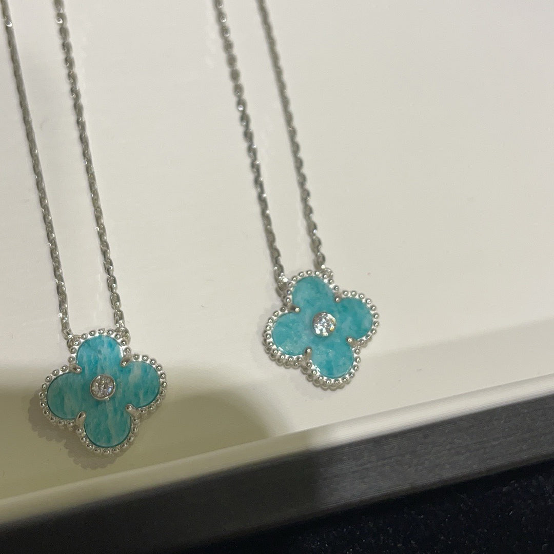 ¡®Dream¡¯CLOVER 15MM DIAMOND SVRES PORCELAIN  NECKLACE SILVER