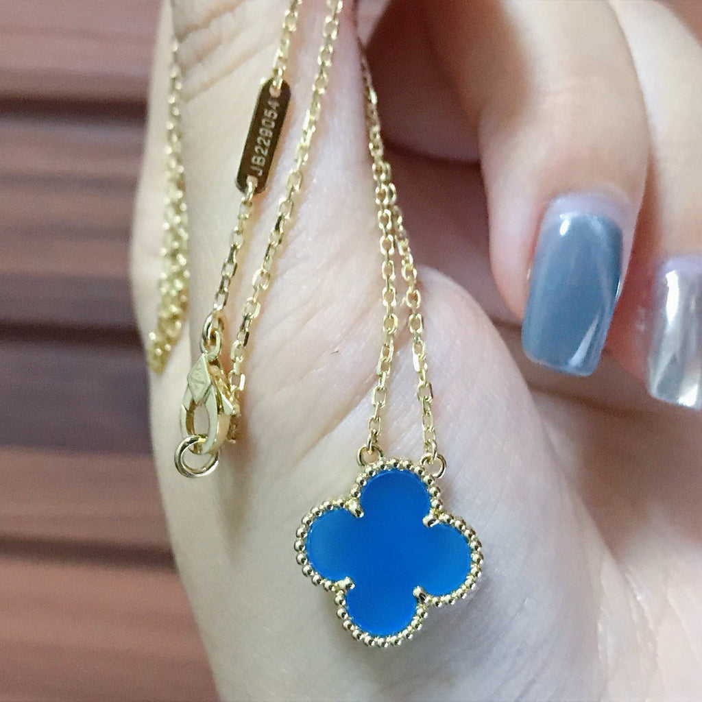 ¡®Dream¡¯CLOVER 15MM BLUE AGATE NECKLACE