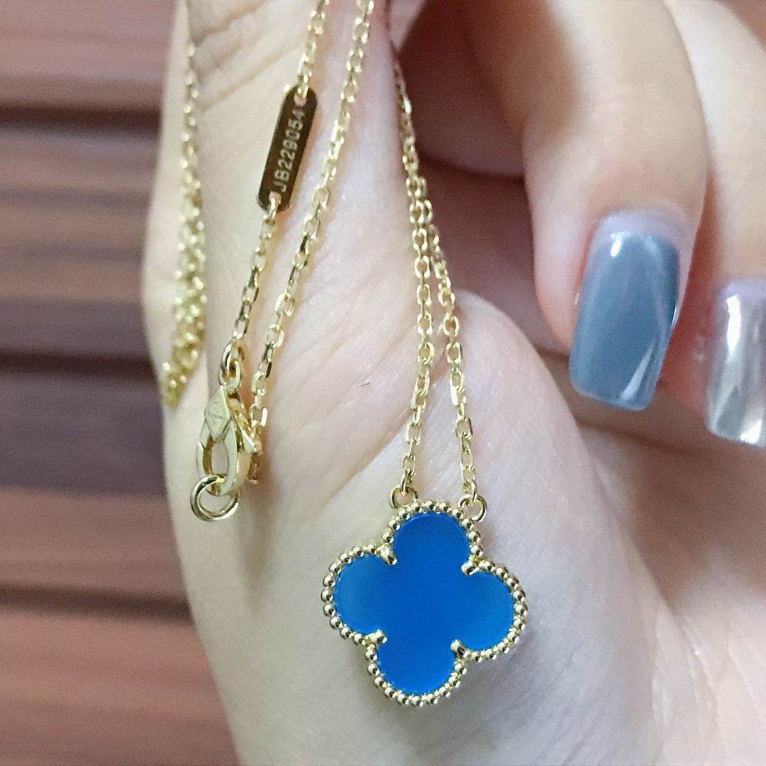 ¡®Dream¡¯CLOVER 15MM BLUE AGATE NECKLACE