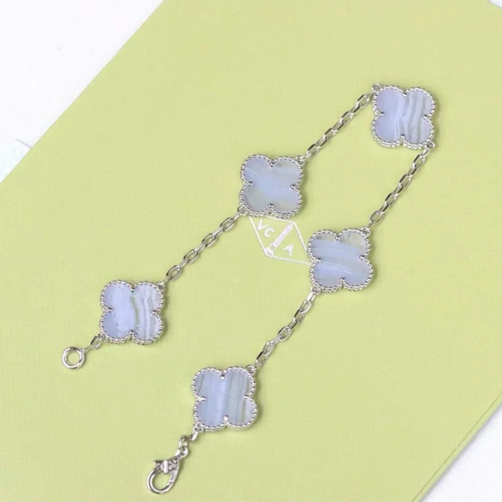 [Dream]New  CLOVER 5 MOTIF PURPLE CHALCEDONY BRACELET COLLECTION
