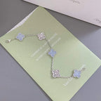 [Dream]New  CLOVER 5 MOTIF PURPLE CHALCEDONY BRACELET COLLECTION