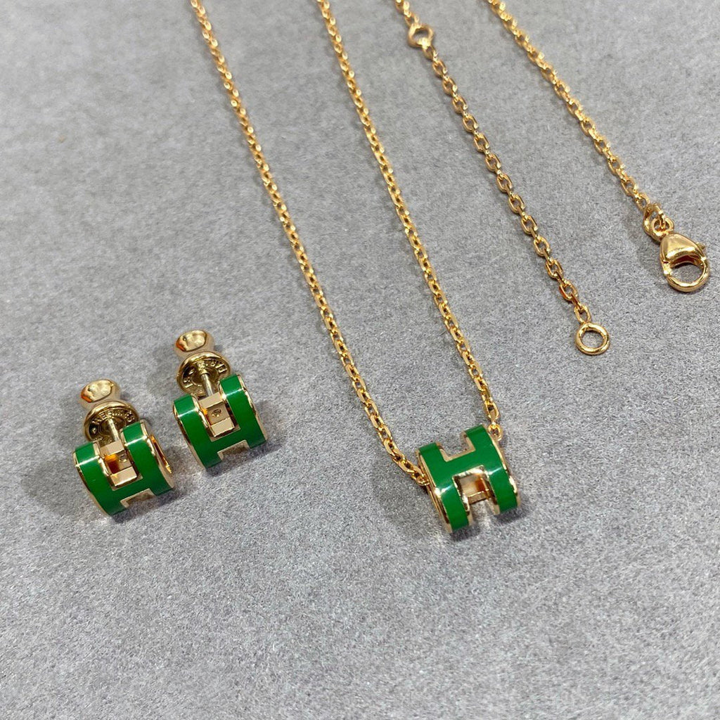 ¡®Dream¡¯POP H GREEN NECKLACE SILVER AND GOLD