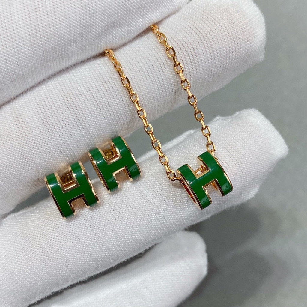 ¡®Dream¡¯POP H GREEN NECKLACE SILVER AND GOLD