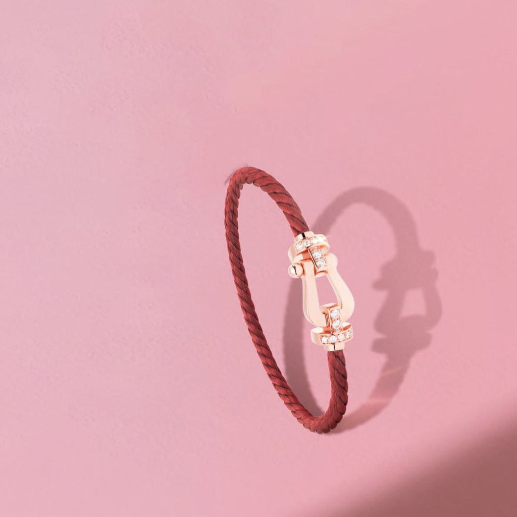 „Dream“FORCE 10 HALBER DIAMANT, ROSÉGOLD, ROTES KORDELARMBAND, GROSSES UND MITTELGROSSES MODELL
