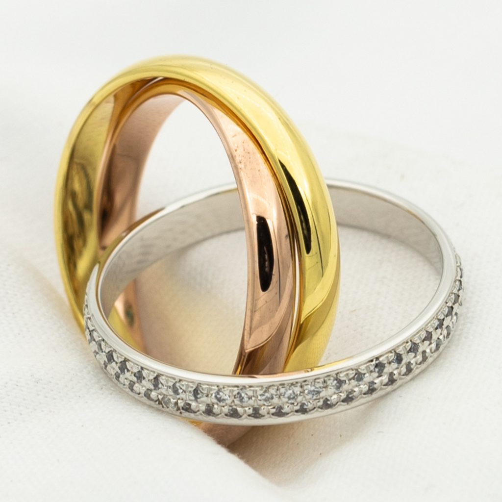 ¡®Dream¡¯TRINITY RING GOLD PINK GOLD SILVER DIAMONDS