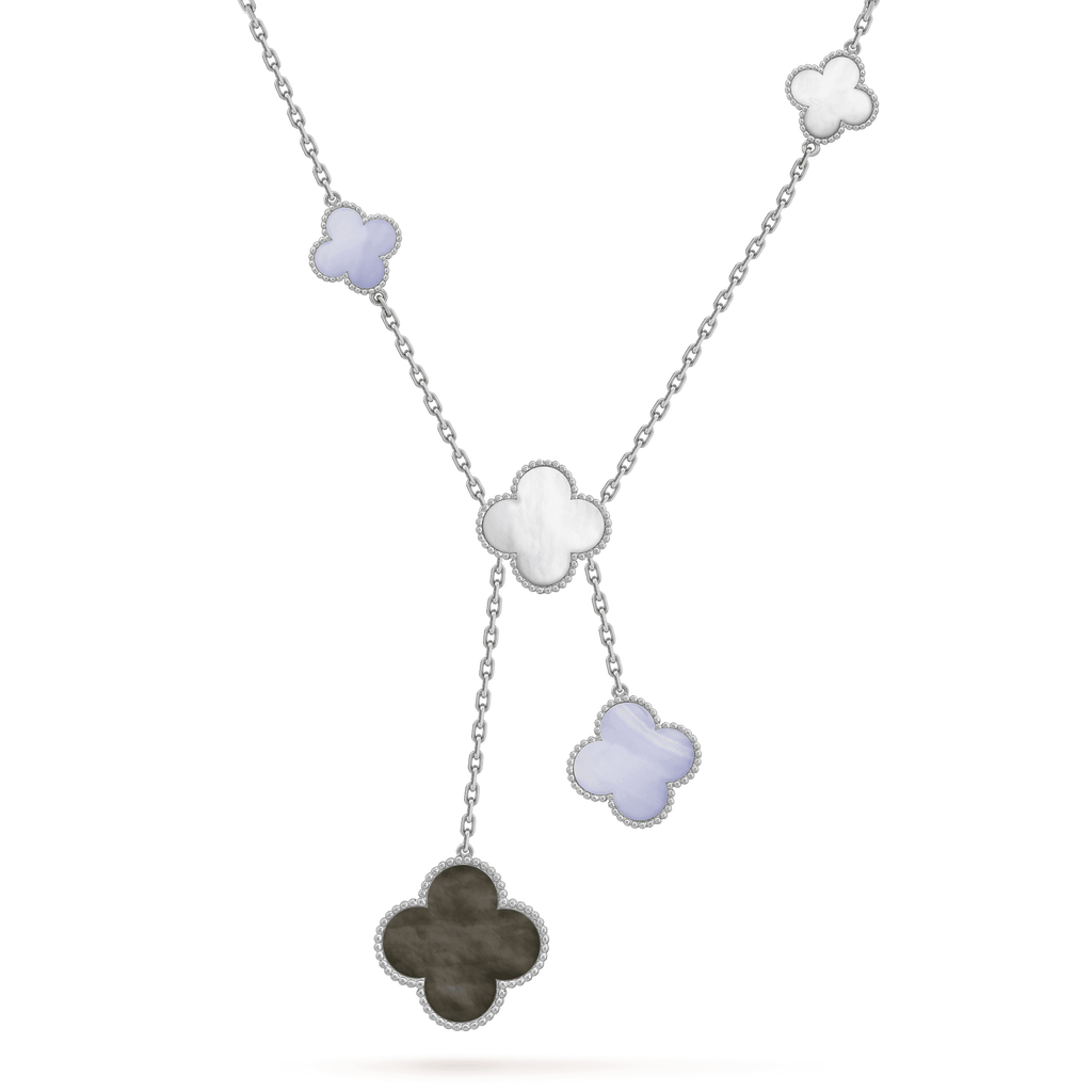 ¡®Dream¡¯CLOVER MOP CHALCEDONY NECKLACE SILVER 6 MOTIF