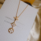 ¡®Dream¡¯COLOR BLOSSOM LARIAT NECKLACE PINK GOLD WHITE MOTHER PEARL AND DIAMOND