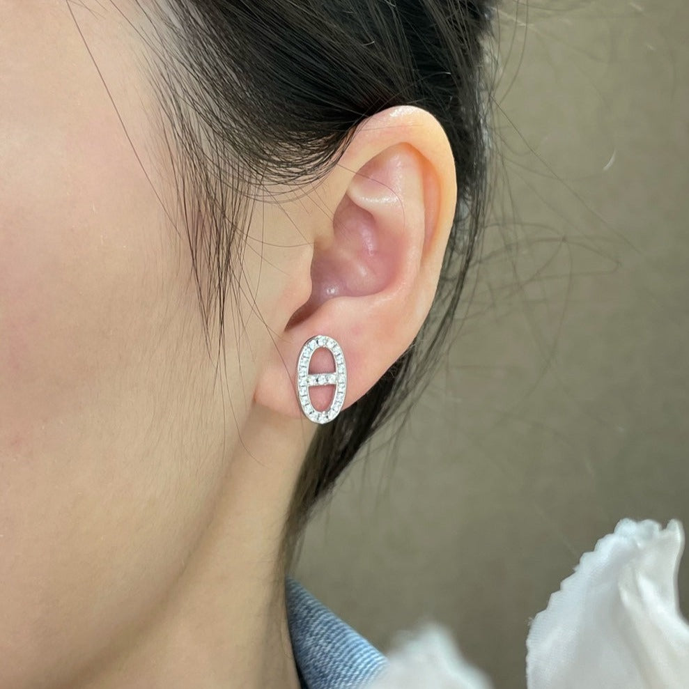 ¡®Dream¡¯HM FULL DIAMOND PIG NOSE STUD EARRINGS