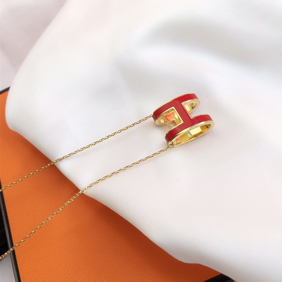 ¡®Dream¡¯HM CLIC RED ENAMEL GOLD NECKLACE