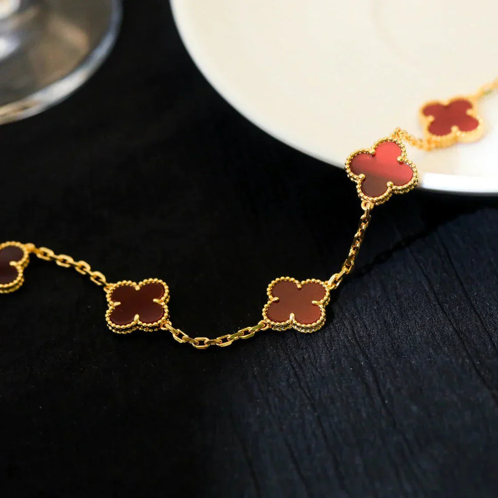 [Dream]Neue ARMBANDKOLLEKTION KLASSISCHES KLEEBBLATT 5 MOTIVE IN ROTEM KARNEOL