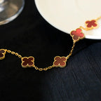 [Dream]Neue ARMBANDKOLLEKTION KLASSISCHES KLEEBBLATT 5 MOTIVE IN ROTEM KARNEOL