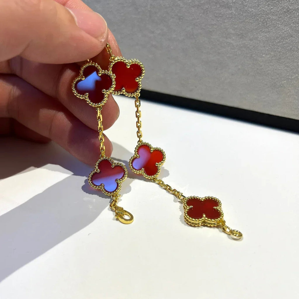 [Dream]Neue ARMBANDKOLLEKTION KLASSISCHES KLEEBBLATT 5 MOTIVE IN ROTEM KARNEOL