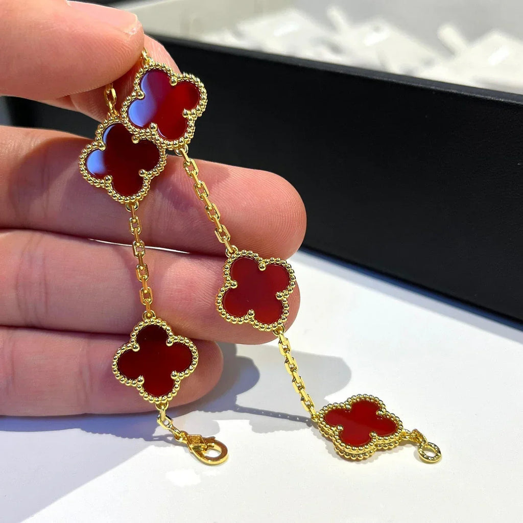 [Dream]Neue ARMBANDKOLLEKTION KLASSISCHES KLEEBBLATT 5 MOTIVE IN ROTEM KARNEOL