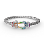 "Dream" FORC GROSSES HUFEISEN FARBIGES DIAMANTENARMBAND SILBER