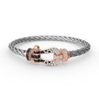 "Dream"FORCE GROSSES HUFEISEN SCHWARZ WEISS DIAMANT ARMBAND ROSEGOLD