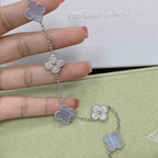 [Dream]New  CLOVER 5 MOTIF PURPLE CHALCEDONY BRACELET COLLECTION