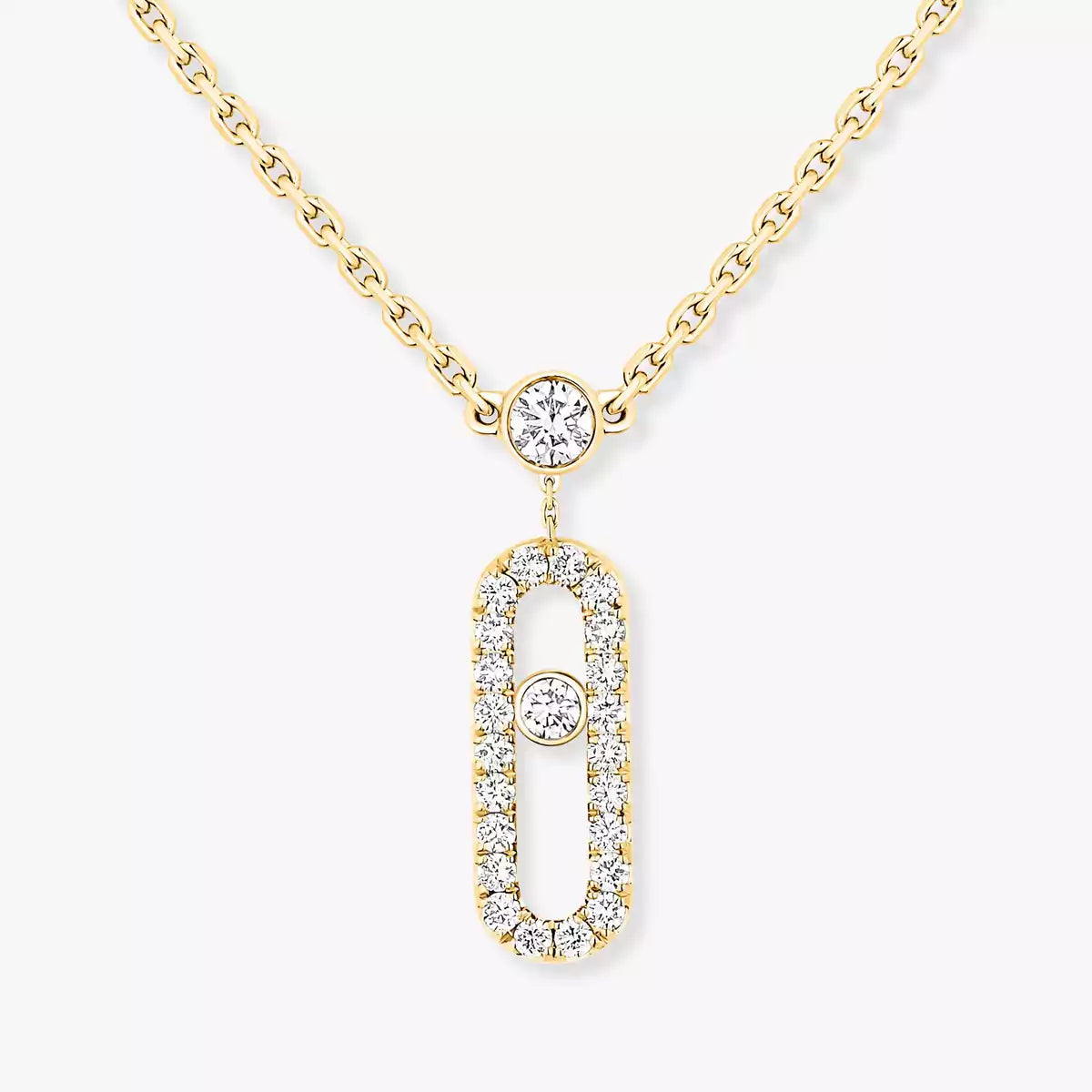 [Dream ]2 Rows Rose Gold Diamond Pave_ Necklace Move Uno