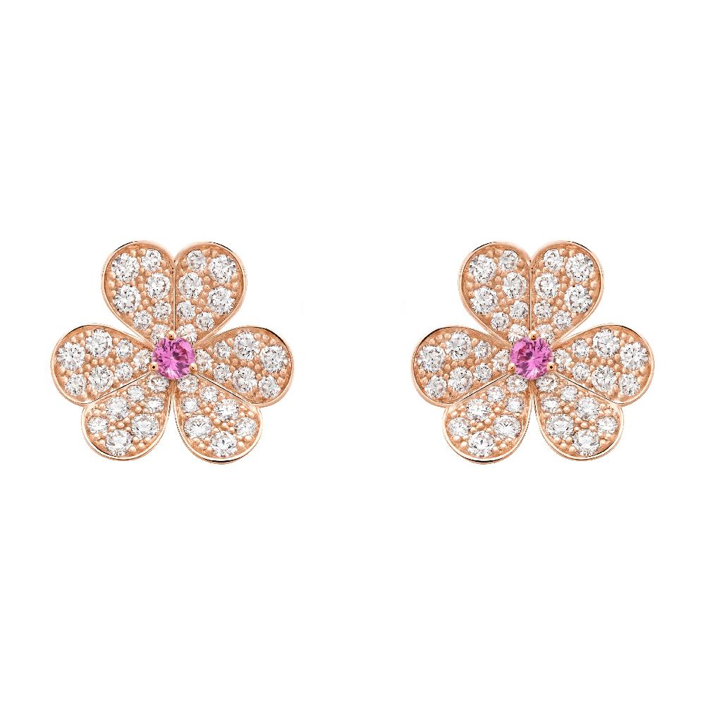 ¡®Dream¡¯FRIVOLE PINK GOLD FLOWER DIAMOND EARRINGS