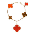 ¡®Dream¡¯CLOVER BRACELET 5 MOTIFS CARNELIAN TIGER EYE