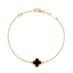 ¡®Dream¡¯CLOVER ONYX SINGLE FLOWER BRACELET