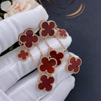 ¡®Dream¡¯CLOVER EARRINGS CARNELIAN 4 MOTIFS PINK GOLD