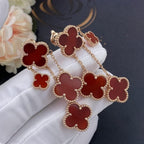 ¡®Dream¡¯CLOVER EARRINGS CARNELIAN 4 MOTIFS PINK GOLD