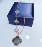 ¡®Dream¡¯COMBINED BRACELET 5 MOTIFS AND NECKLACE DARK MOP ROSE GOLD