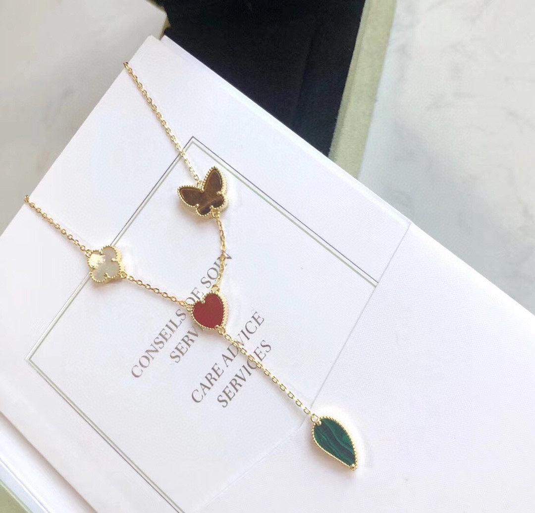 ¡®Dream¡¯LUCKY SPRING 4 MOTIFS ROSE GOLD NECKLACE