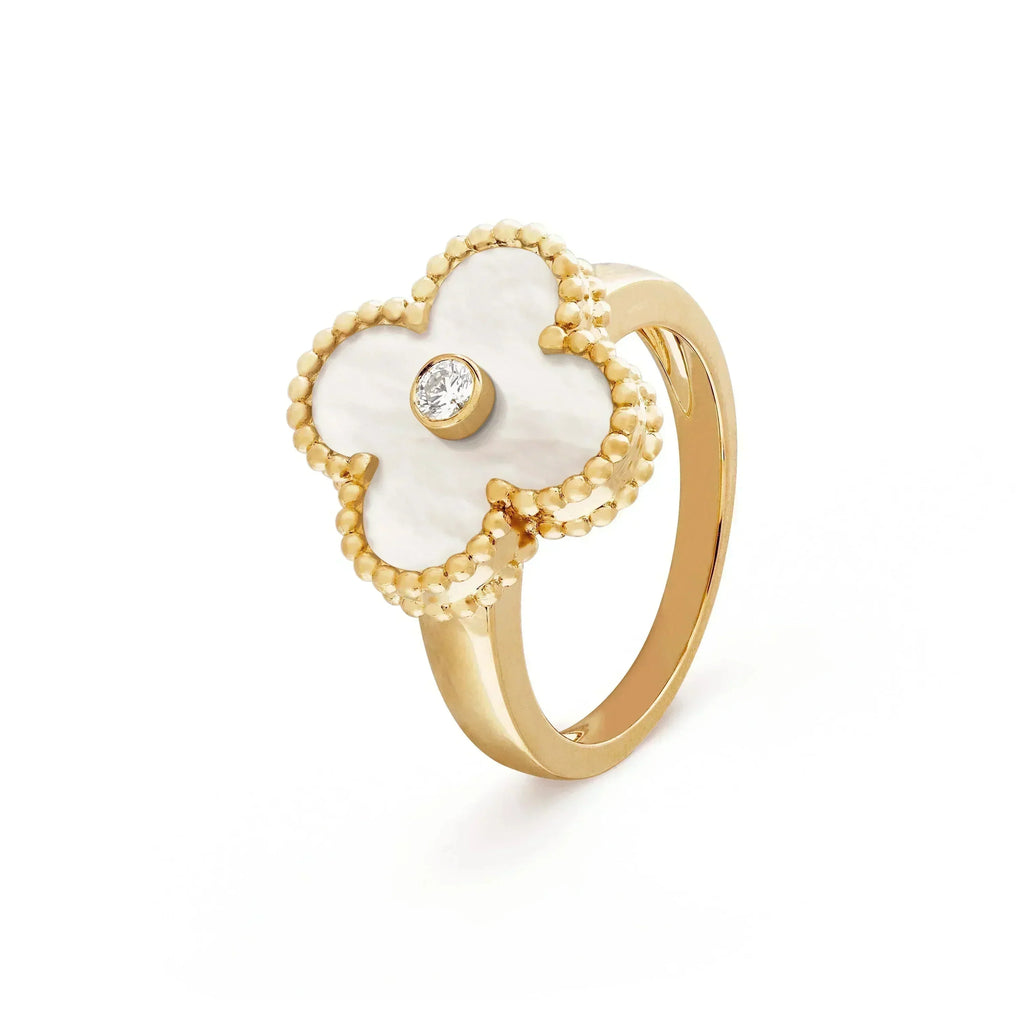 ¡®Dream¡¯CLOVER PINK MOP RING GOLD DIAMOND